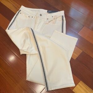 Talbots white jeans with blue stripe. NWT